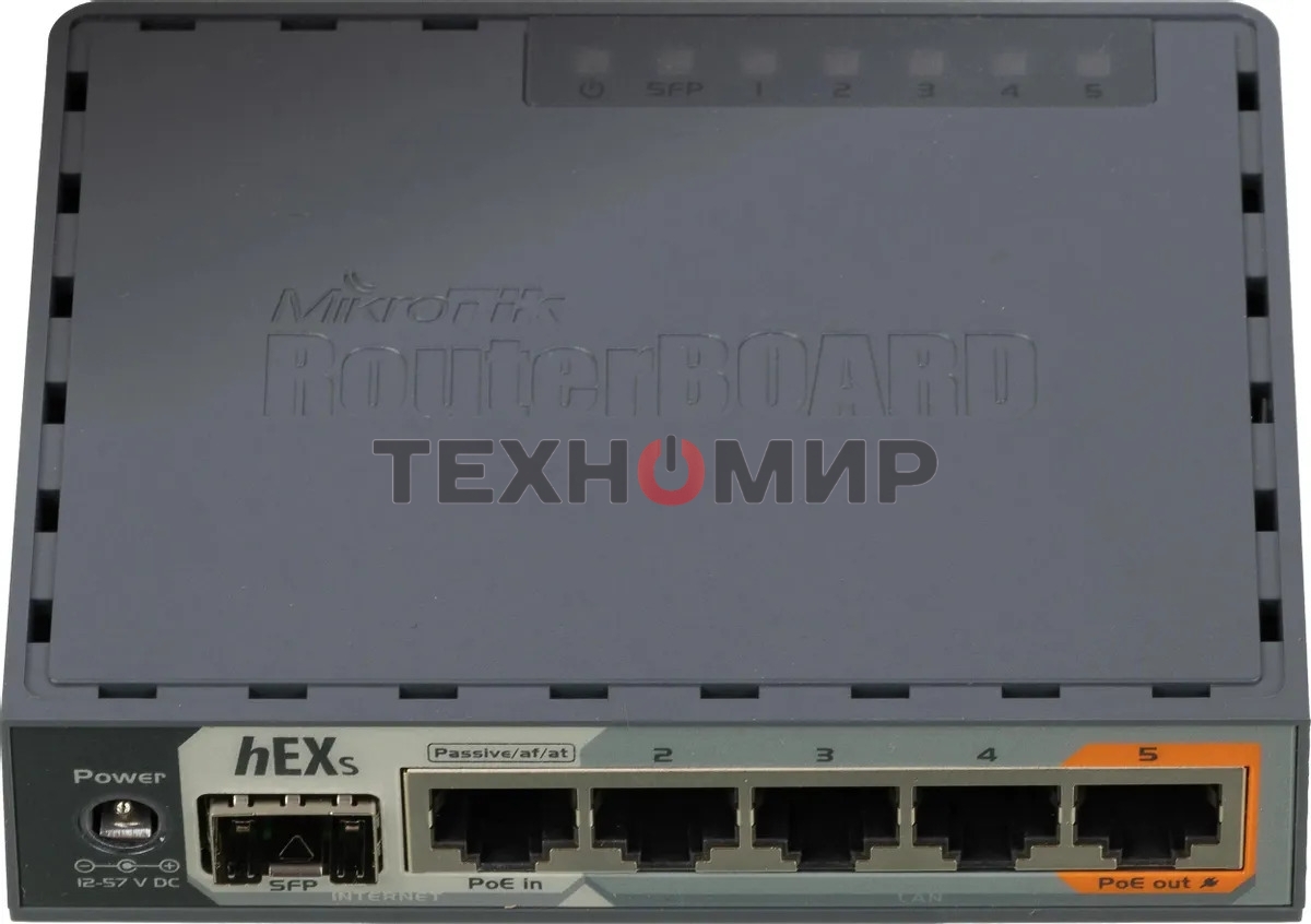 Маршрутизатор PoE MikroTikRB760iGS2 ядра (880 МГц), 5х 1G RJ45, SFP, USB, MicroSD, раздача PoE (HEX S)