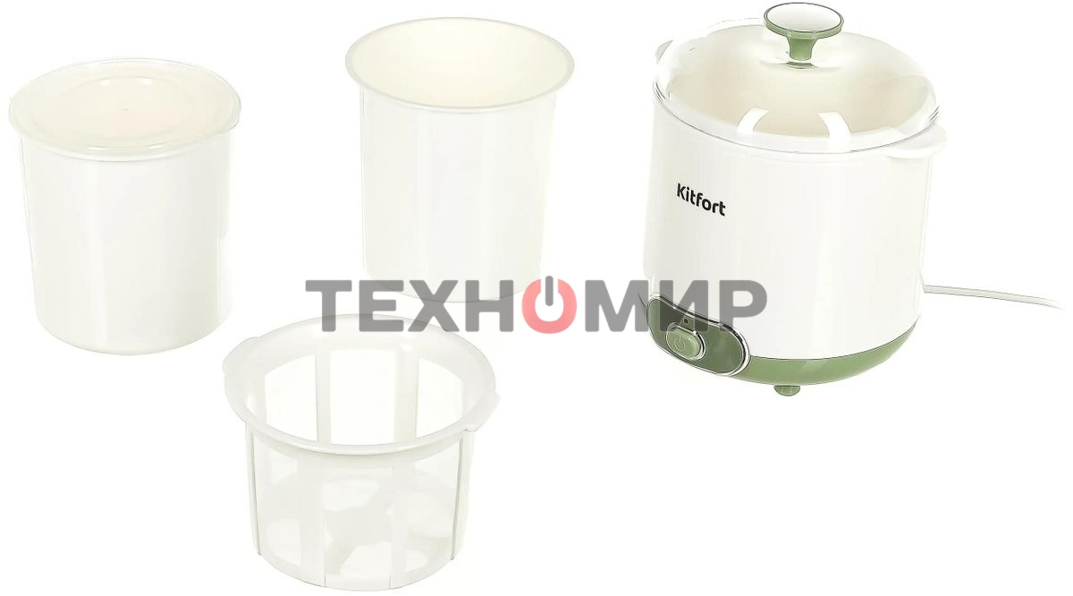 Йогуртница Kitfort KT-2005 20Вт 1б. 1500 мл белый/зеленый