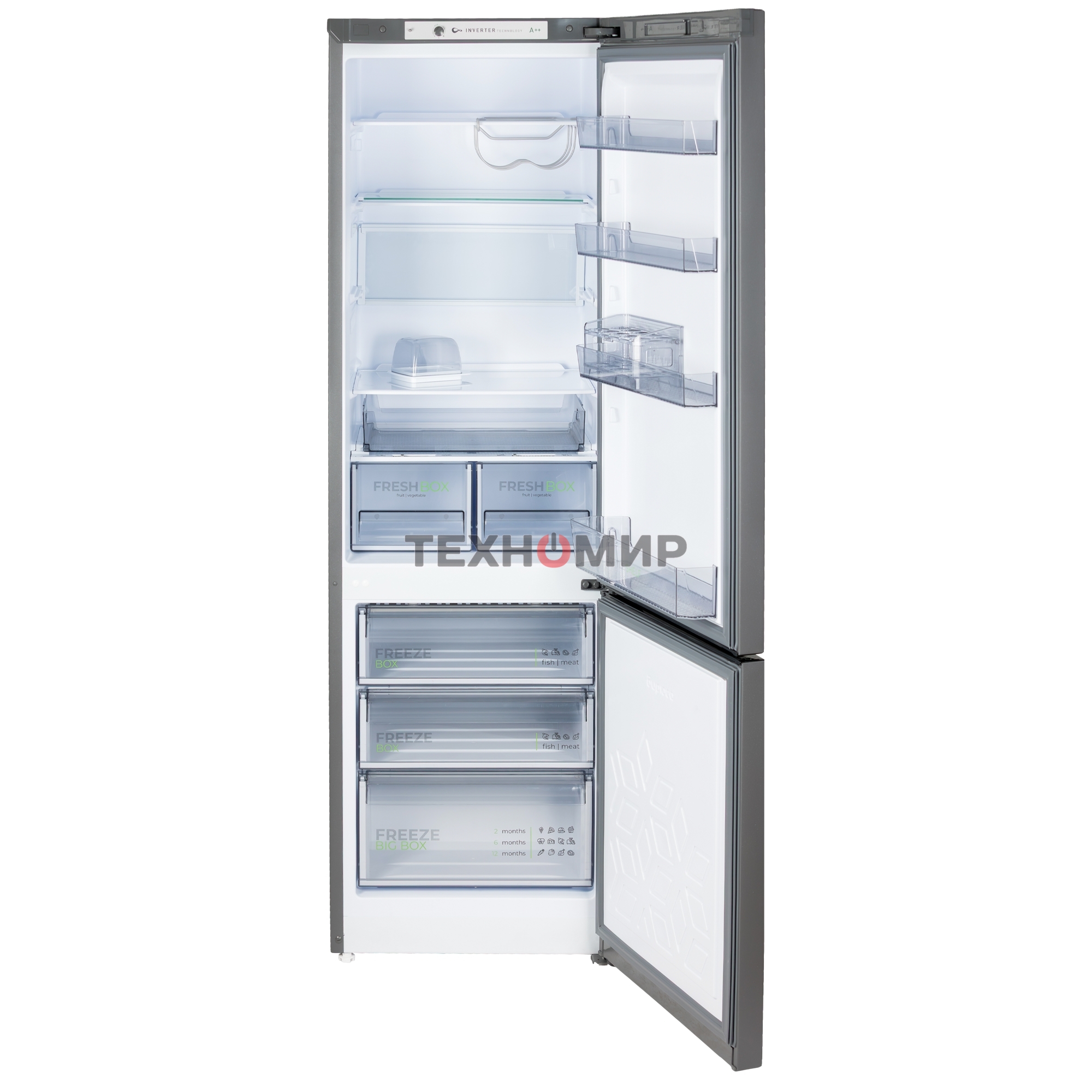 Холодильник Бирюса W6130 матовый графит двухкамерный 245/100л морозилка снизу