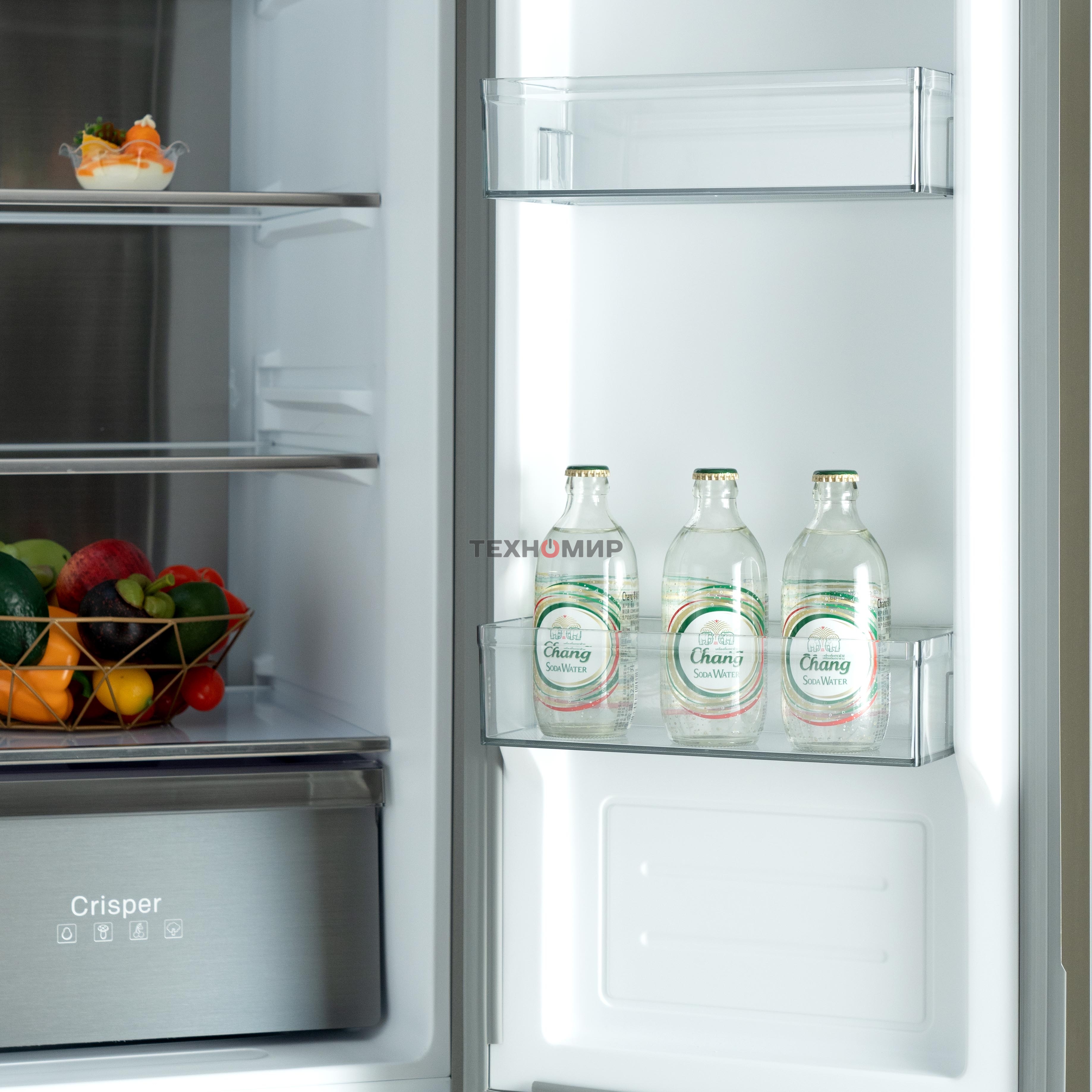 Холодильник Бирюса CD 496 TBG текстурированное черное стекло трехкамерный 334/162л морозилка снизу, NoFrost, Side by Side