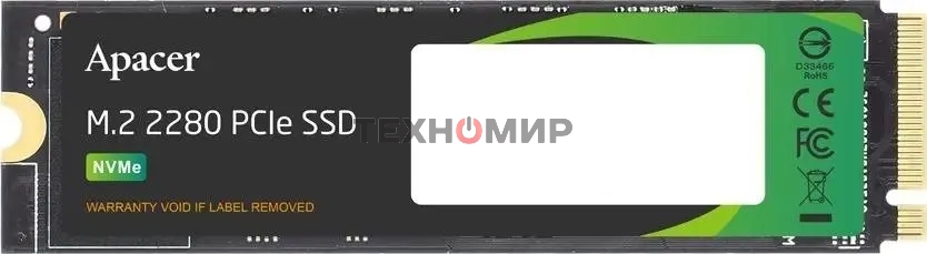 Накопитель SSD Apacer AS2280P4U, 256Gb, M.2 2280, PCIe 3.0 x4, NVMe, R/W 3500/1200