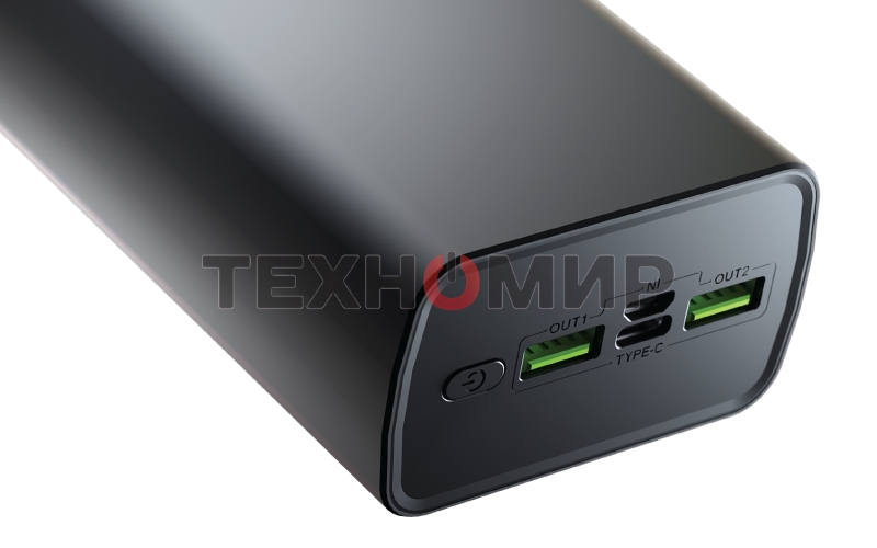 Портативный аккумулятор OLMIO QR-30, 30000mAh, 22.5W, QuickCharge3.0/PowerDelivery, LCD, серый