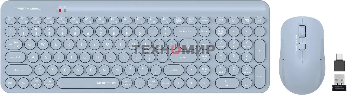 Комплект клавиатура+мышь A4Tech FStyler FG3300 Air2 беспроводной, USB, 2000 DPI, синий