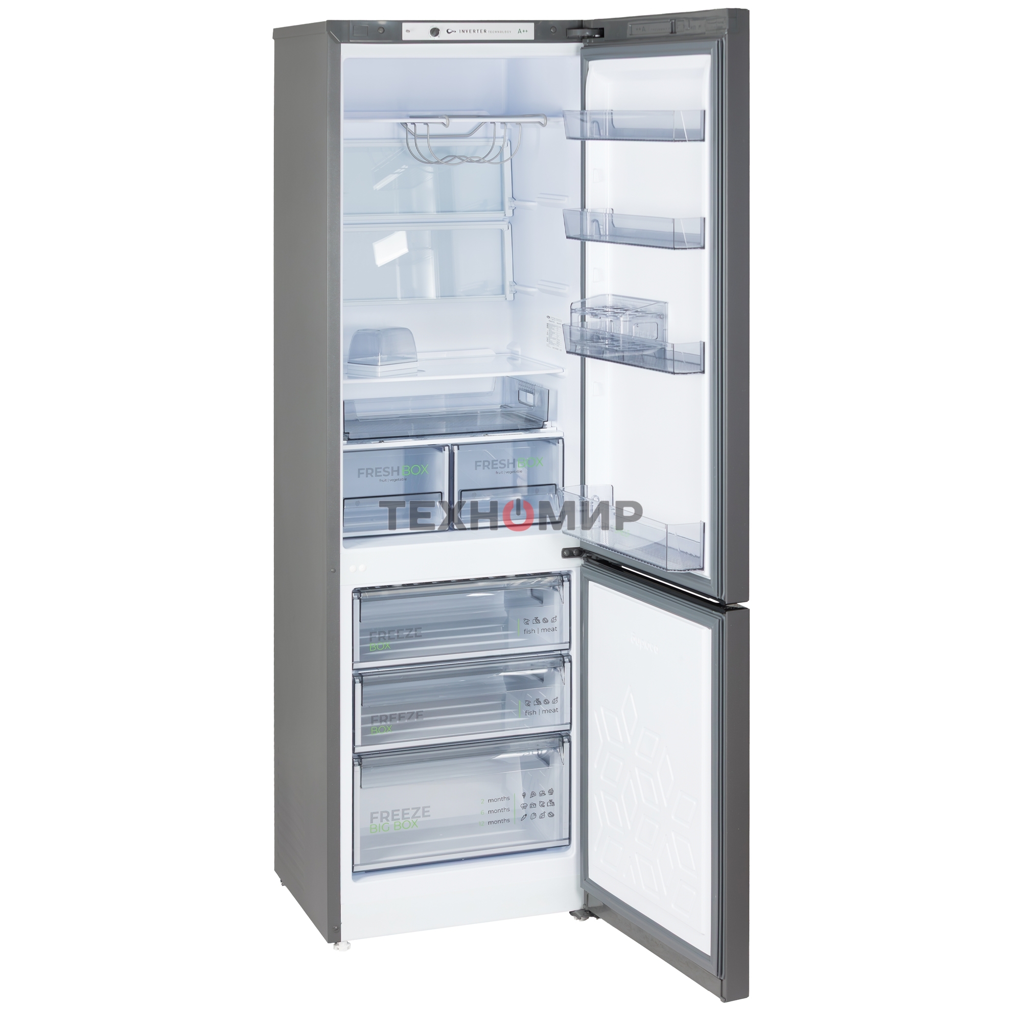 Холодильник Бирюса W6130 матовый графит двухкамерный 245/100л морозилка снизу