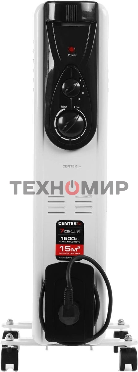 Обогреватель масляный Centek CT-6200 (7 секций) белый, 700/1000/1500 Вт, 15 м2, термостат