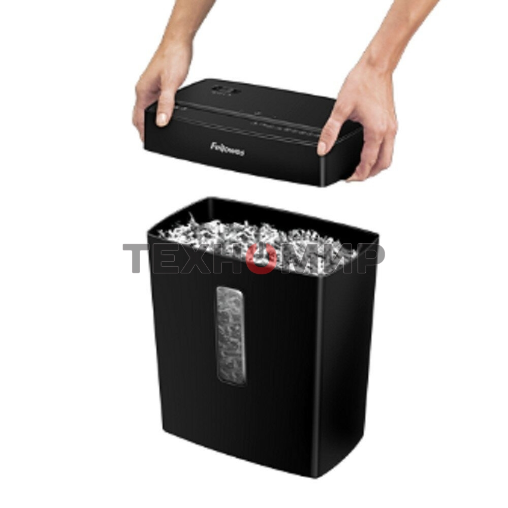 Шредер Fellowes PowerShred Р-42С черный (секр.P-4) фрагменты 8лист. 15лтр. скрепки скобы пл.карты