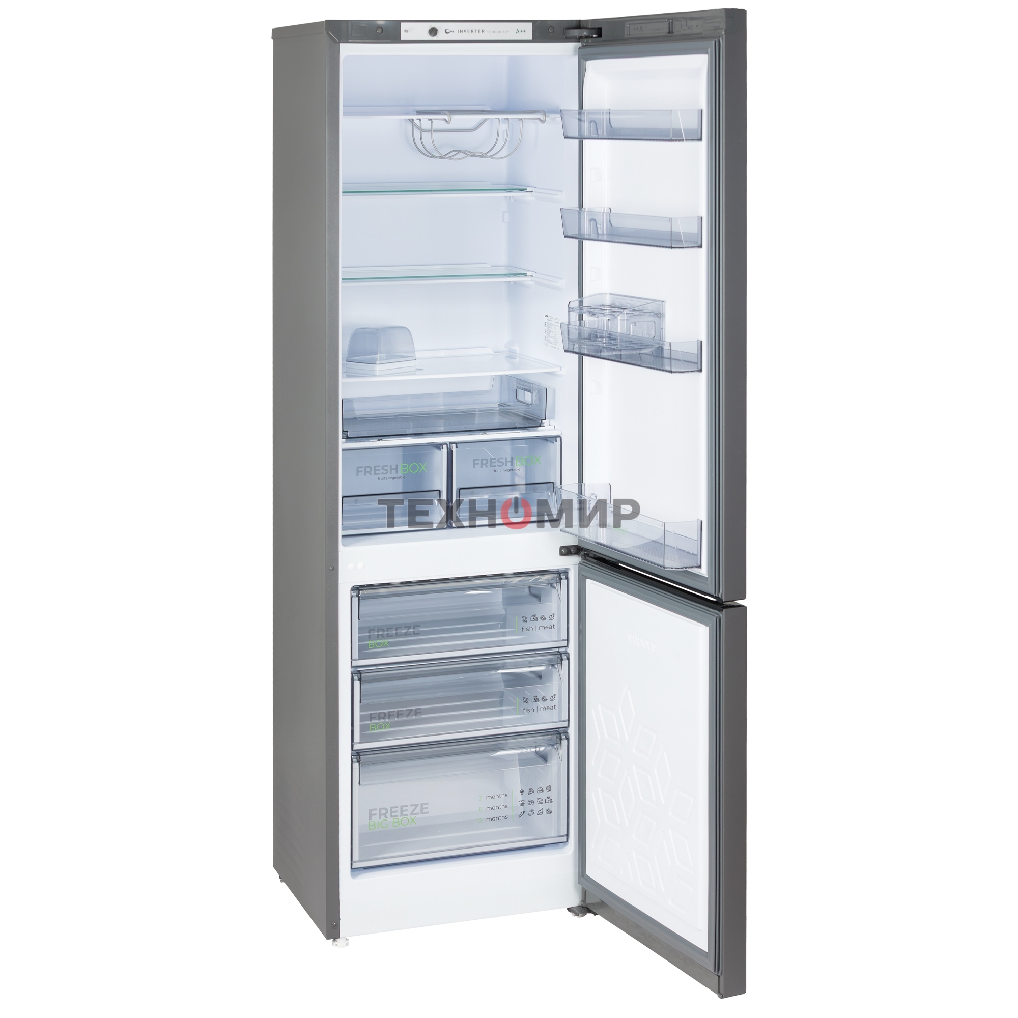 Холодильник Бирюса W6130 матовый графит двухкамерный 245/100л морозилка снизу