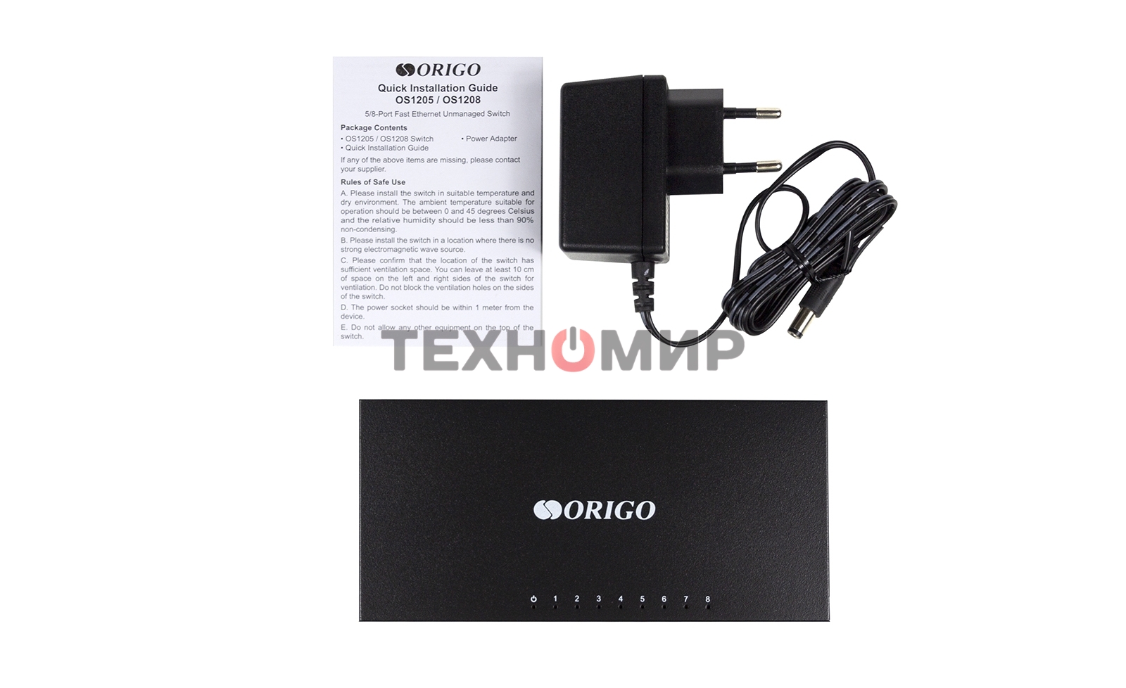 Коммутатор неуправляемый 8-портовый ORIGO OS1208/A1A 10/100 Мбит/с