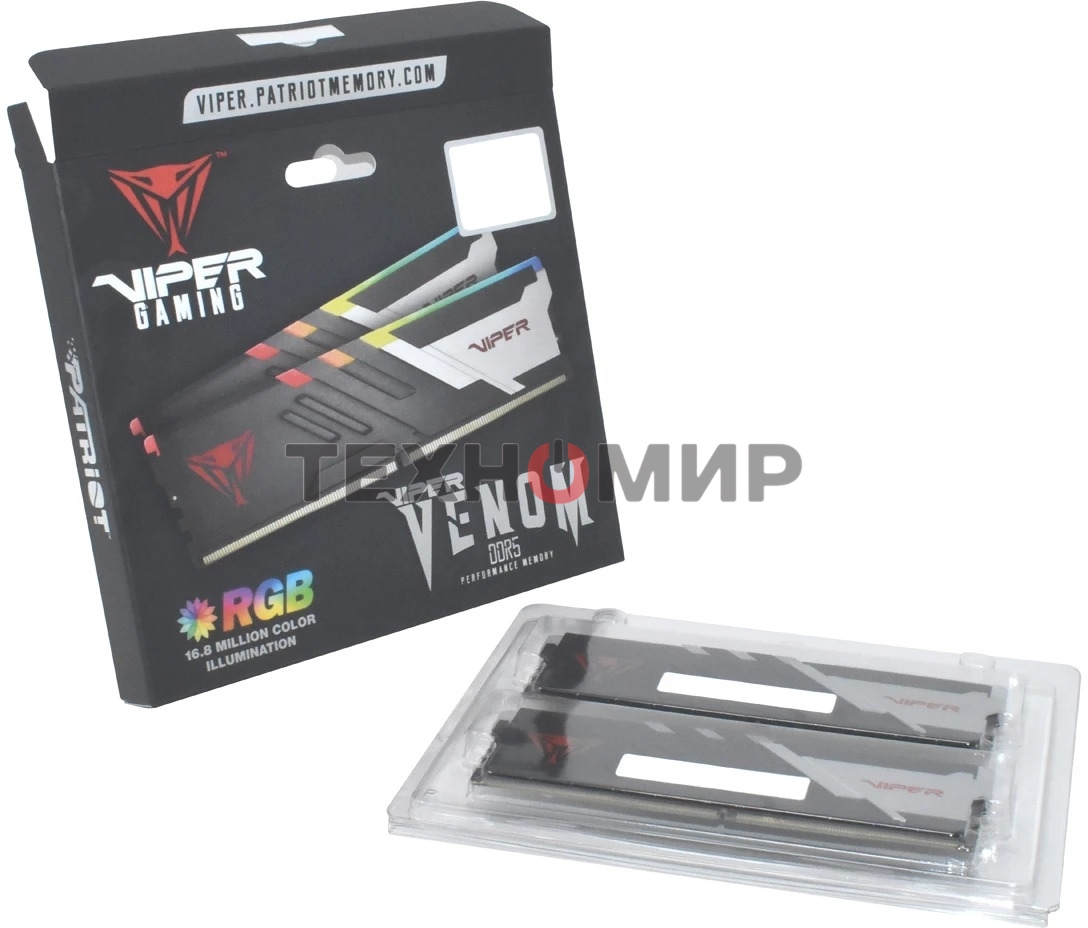 Оперативная память Patriot Viper Venom, DDR5, 48Gb (2x24 Gb), 6000 MHz, CL30, DIMM, радиатор, RGb, черный