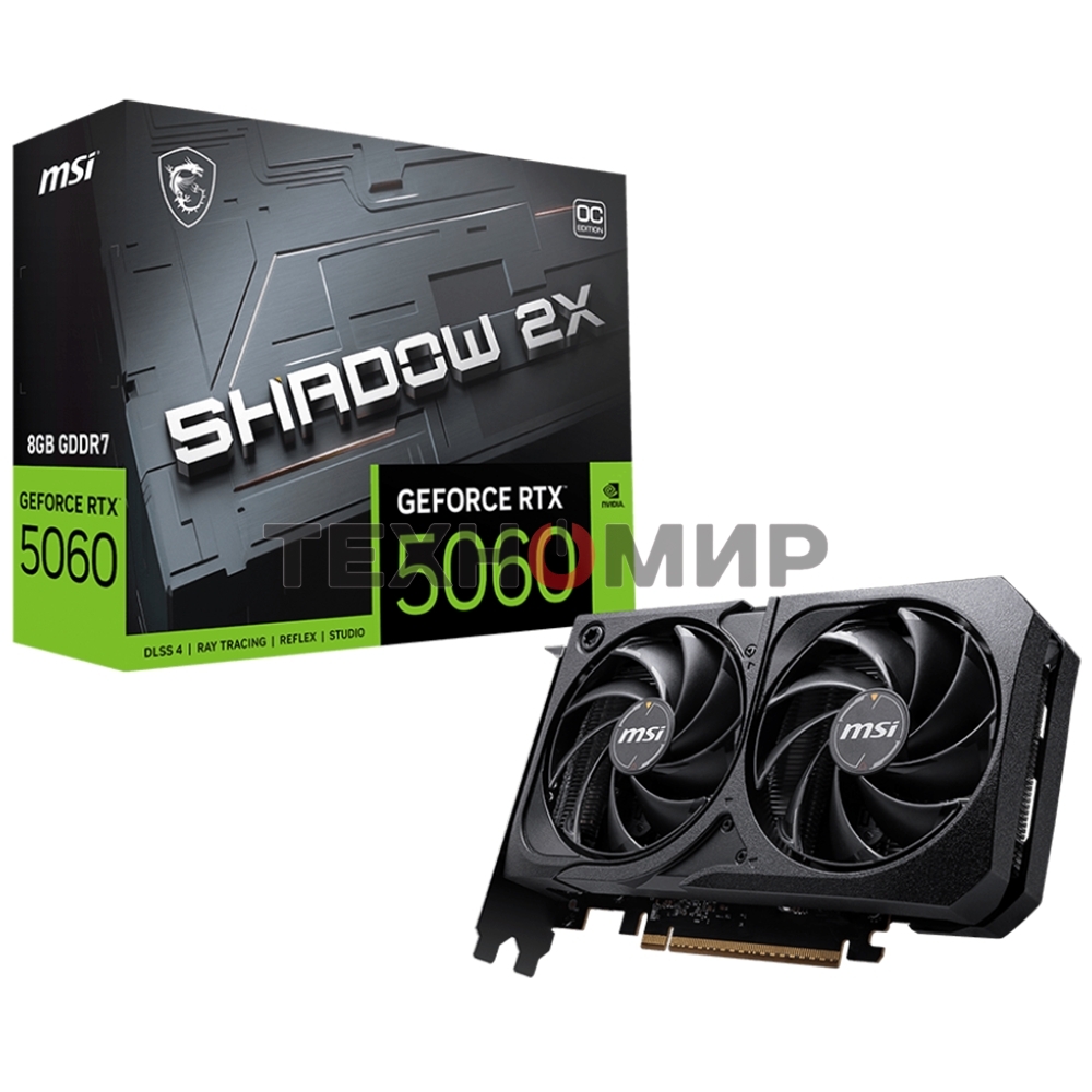 Видеокарта MSI PCI-E 5.0 RTX 5060 8G SHADOW 2X OC NVIDIA GeForce RTX 5060 8Gb 128bit GDDR7 2482/28000 HDMIx1 DPx3 HDCP Ret