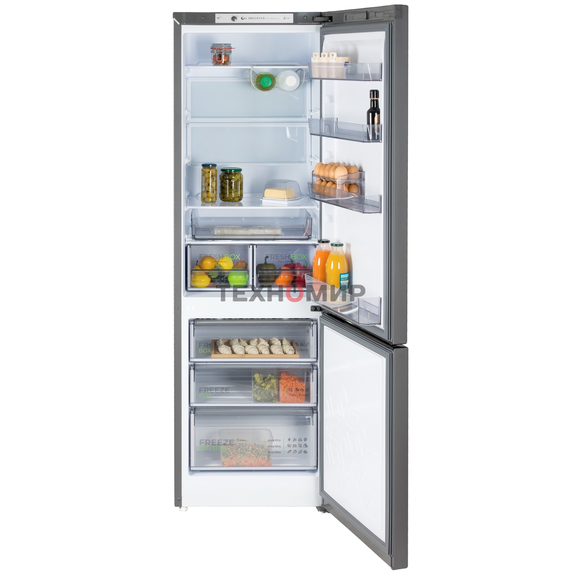 Холодильник Бирюса W6130 матовый графит двухкамерный 245/100л морозилка снизу