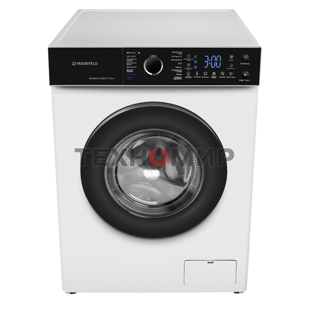 Стиральная машина c инвертором и паром Maunfeld MFWM127IWHT белый, загрузка фронтальная 7 кг, 1200 об/мин, класс: A+++