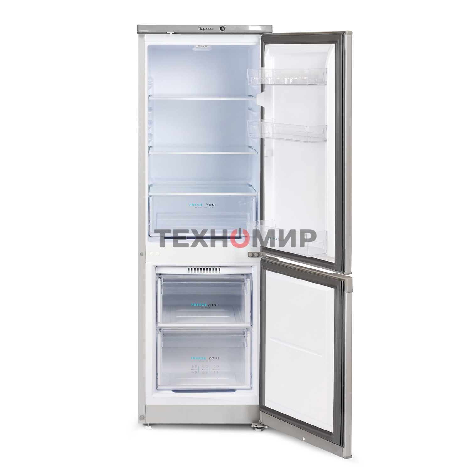 Холодильник Бирюса M418 металлик двухкамерный 125/55л морозилка снизу