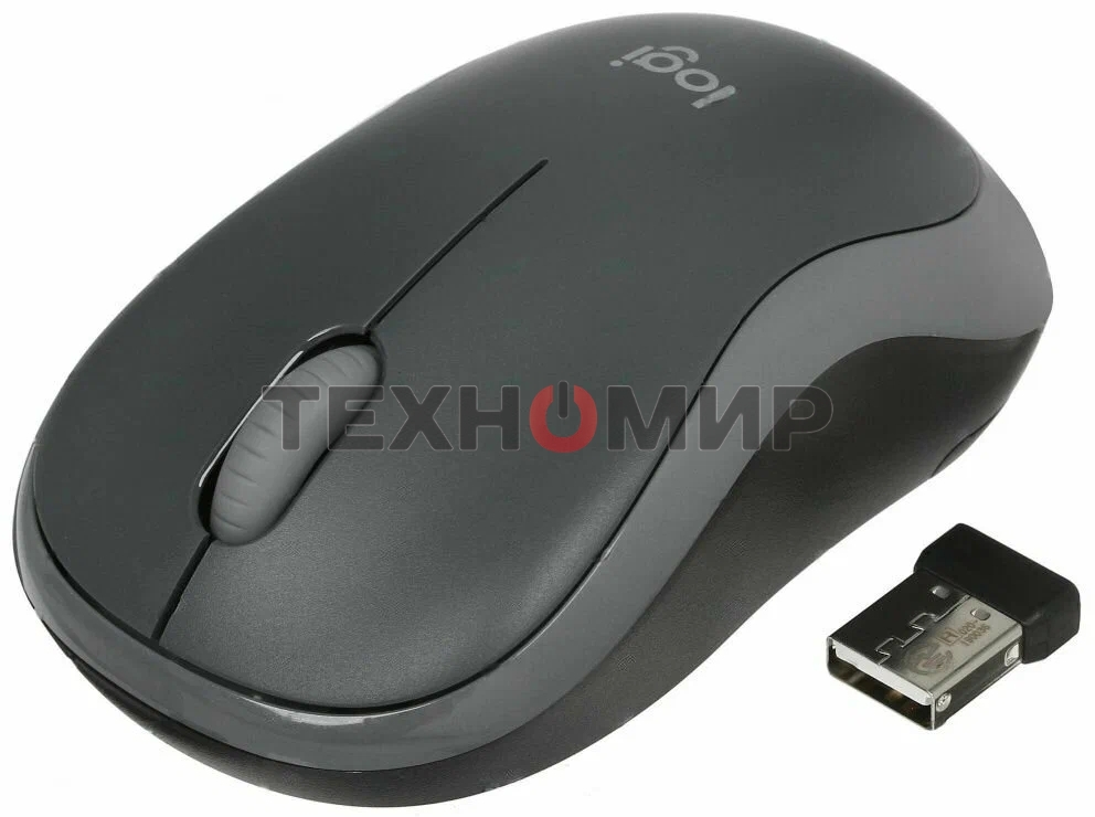 Мышь беспроводная Logitech M186 черный/серый, 1000 dpi, радиоканал, USB, кнопки - 3