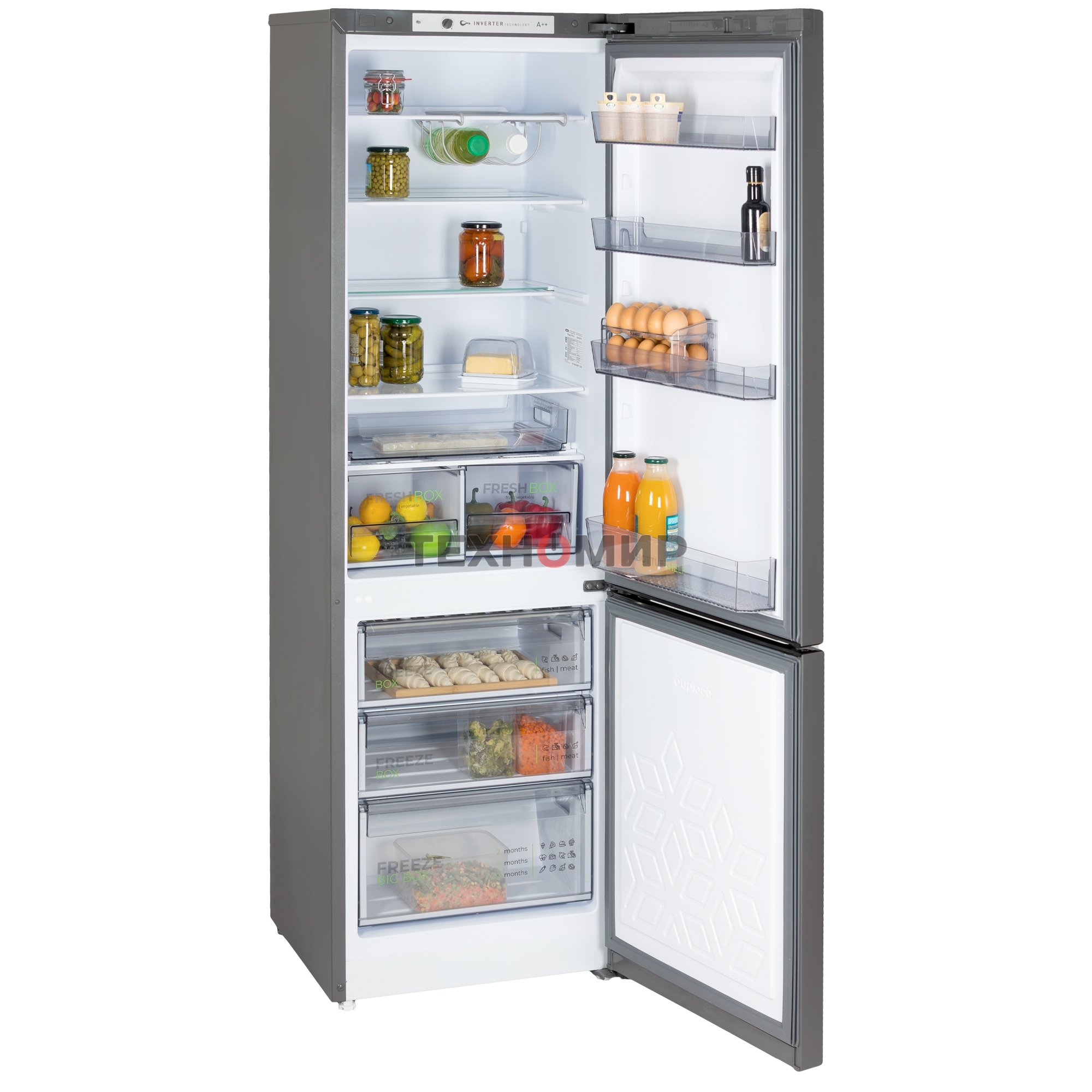 Холодильник Бирюса W6130 матовый графит двухкамерный 245/100л морозилка снизу