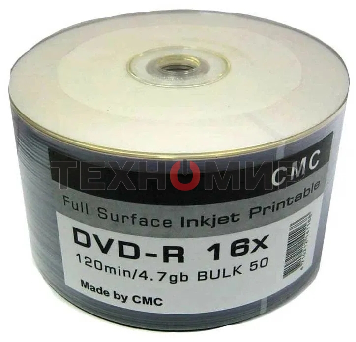 Диски CMC DVD-R 4,7 Gb 16x Bulk/50 Full Ink Print