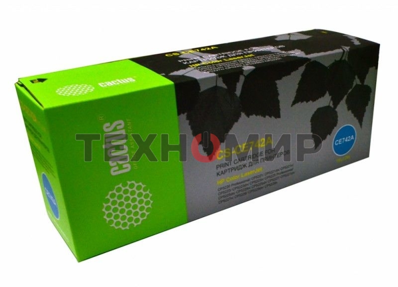 Картридж лазерный Cactus CS-CE742A желтый (7300 стр.) для HP CLJ CP5220/CP5221/CP5223/CP5225/CP5227/CP5229