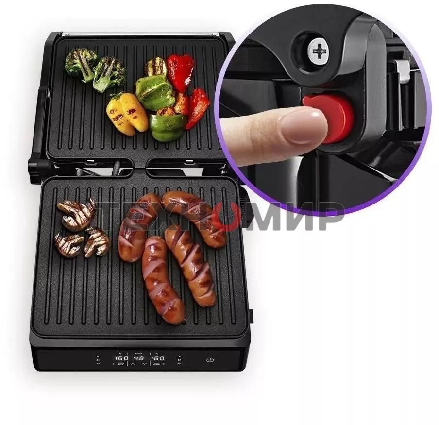 Гриль электрический Kitfort КТ-3682 2000Вт черный/серебристый