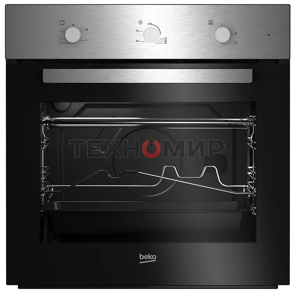 Газовый духовой шкаф Beko BBIGT21100X с откидным электрическим грилем; автоматический электроподжиг; поворотные переключатели; металлические направляющие; объем - 72л; 3 стекла дверцы; 1 решетка; 1 противень; вертел. Цвет нержавеющая сталь; Материал панел