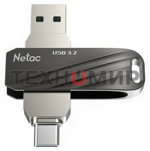 Флешка USB Netac US11 черный 64Gb USB Type-A + USB Type-C, metal/plastic case