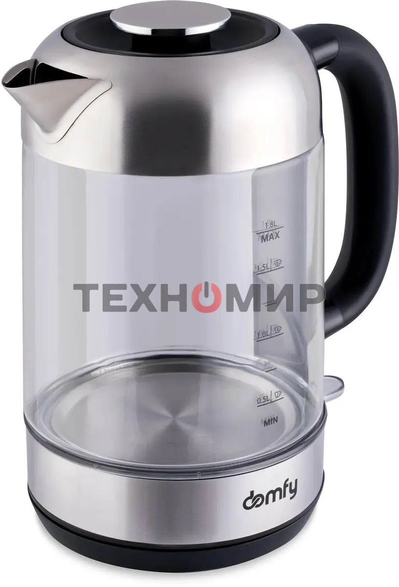 Чайник электрический Domfy DSM-EK401 1.8л. 2200Вт черный/прозрачный (корпус: стекло)