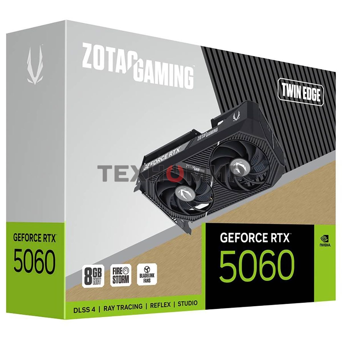 Видеокарта Zotac PCI-E 5.0 RTX 5060 TWIN EDGE NVIDIA GeForce RTX 5060 8Gb 128bit GDDR7 2497/28000 HDMIx1 DPx3 HDCP Ret