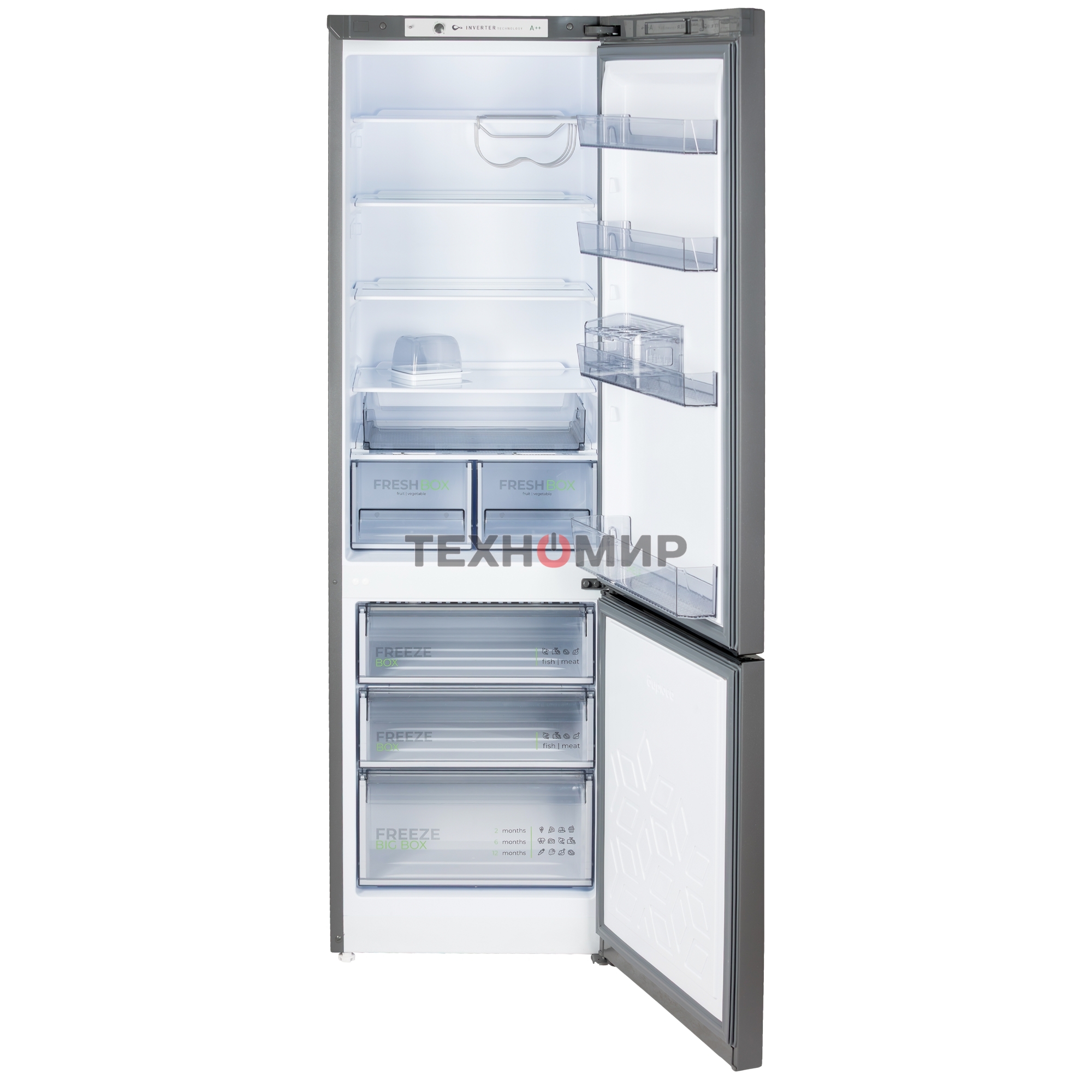 Холодильник Бирюса W6130 матовый графит двухкамерный 245/100л морозилка снизу