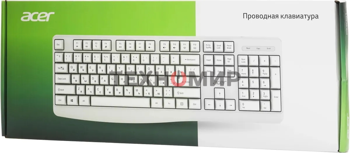 Клавиатура проводная Acer OKW301 (ZL.KBDCC.01B), USB, белый