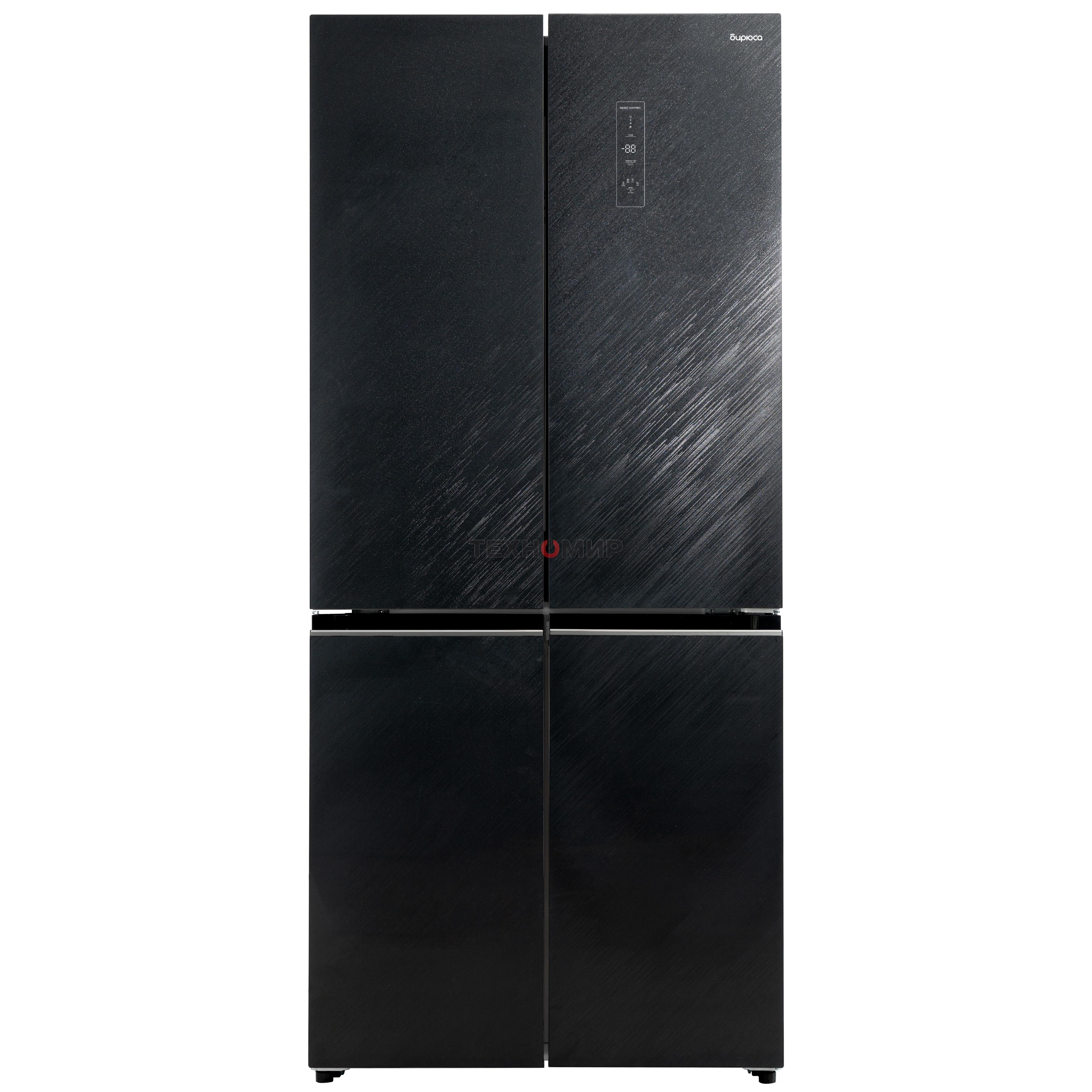 Холодильник Бирюса CD 496 TBG текстурированное черное стекло трехкамерный 334/162л морозилка снизу, NoFrost, Side by Side