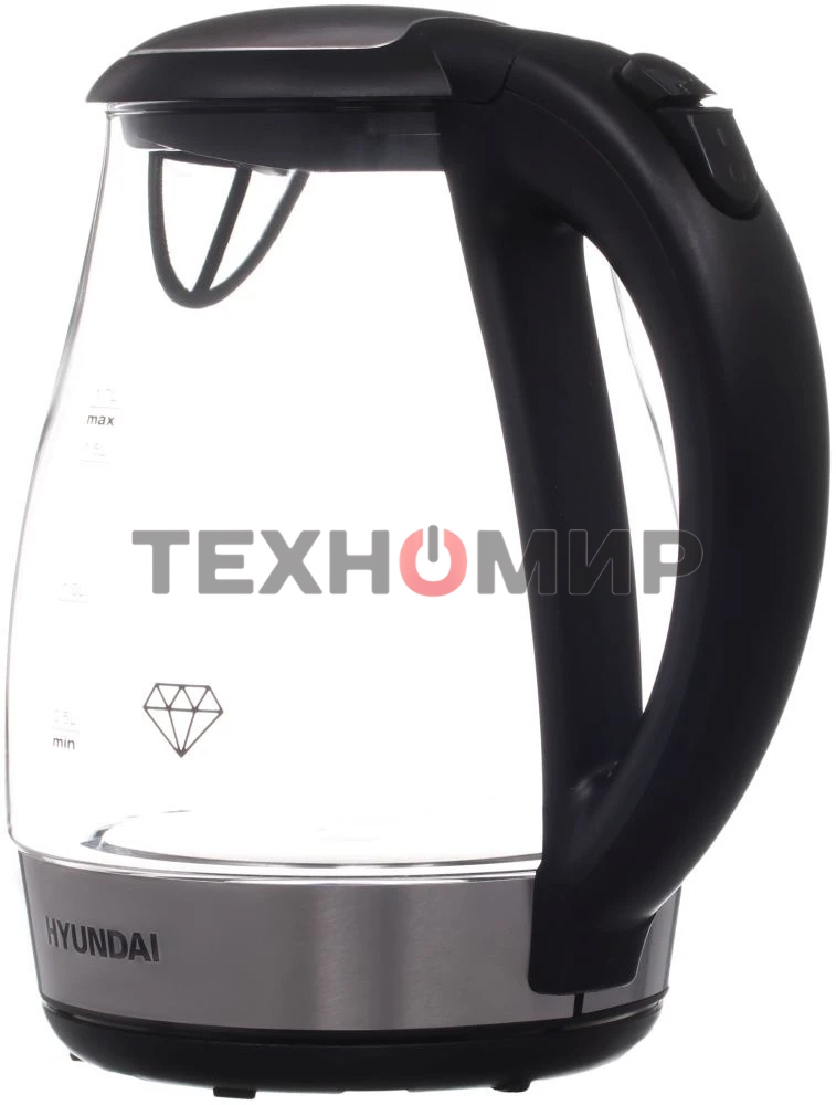 Чайник электрический Hyundai HYK-G2030 1.7 л, 2200 Вт, черный (корпус: стекло)