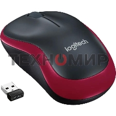 Мышь беспроводная Logitech M185, красный, 1000 dpi, радиоканал, USB, кнопки - 3