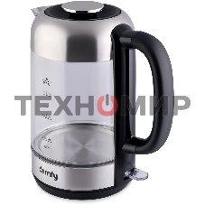 Чайник электрический Domfy DSM-EK401 1.8л. 2200Вт черный/прозрачный (корпус: стекло)