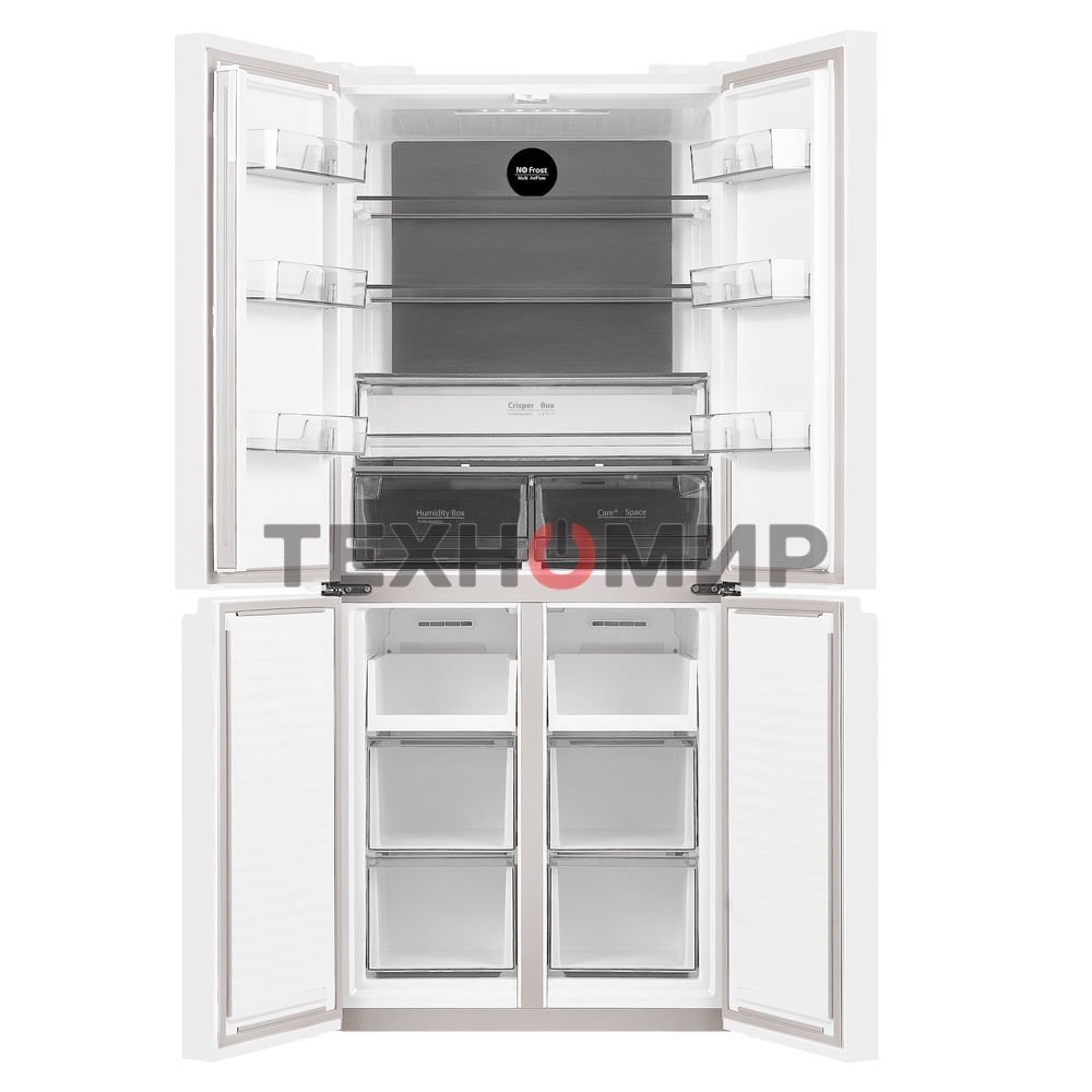 Холодильник Maunfeld MFF183NFWE белый трехкамерный инвертор 270/135л морозилка снизу, Total NoFrost, Side by Side