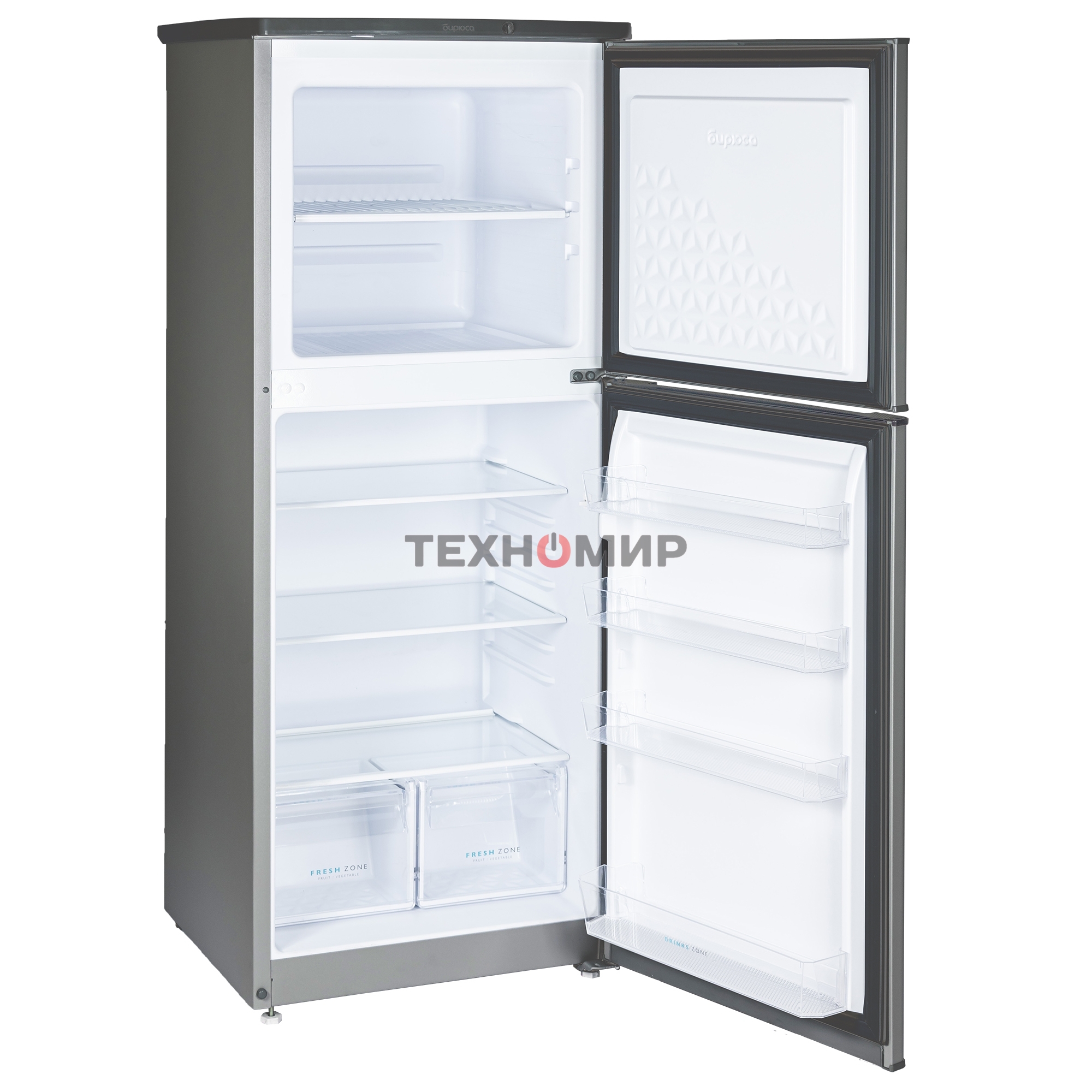 Холодильник Бирюса W553 графит двухкамерный 160/70л морозилка сверху автоматическое оттаивание