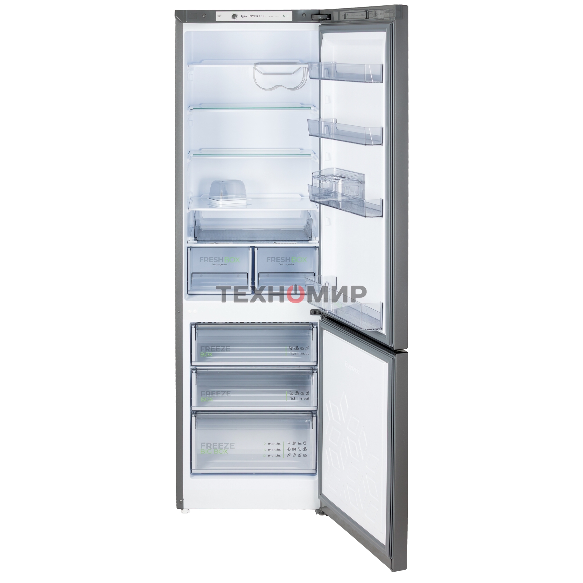 Холодильник Бирюса W6130 матовый графит двухкамерный 245/100л морозилка снизу