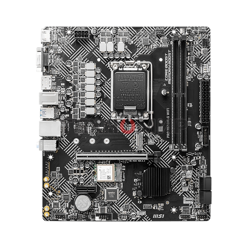 Материнская плата MSI PRO H610M-G WIFI H610, LGA1700, 2*DDR5, 1*PCIEx16, 1*PCIEx1, 1*M.2, 4*USB3.2Gen1, 6*USB2.0, 4*SATA3.0, 1G, VGA, DP, HDMI, M-ATX, RTL