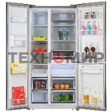 Холодильник Бирюса TD 563 I нержавеющая сталь трехкамерный 207/223 л морозилка слева, NoFrost, Side-by-side