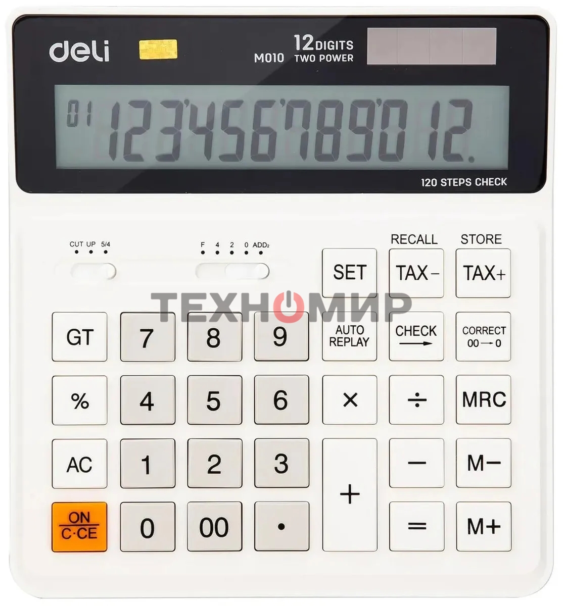 Калькулятор бухгалтерский Deli EM01010 белый 12-разр.