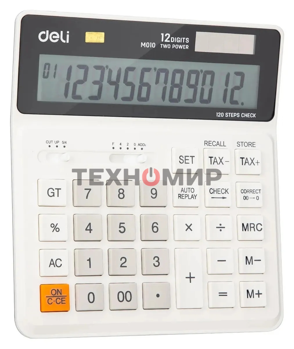 Калькулятор бухгалтерский Deli EM01010 белый 12-разр.