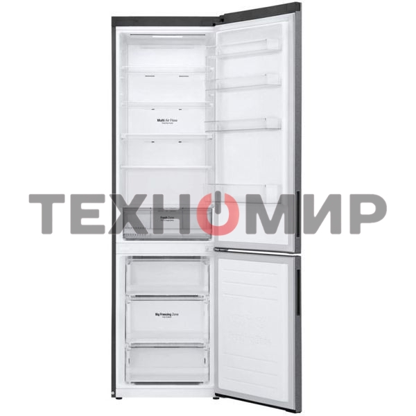 Холодильник LG GA-B509CLSL графитовый двухкамерный 277/107л морозилка снизу, No Frost