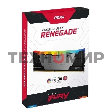 Оперативная память Kingston Fury Renegade, DDR4, 64GB (4x16GB), 3600MHz, CL16, DIMM, с радиатором, RGB, серебристый/черный