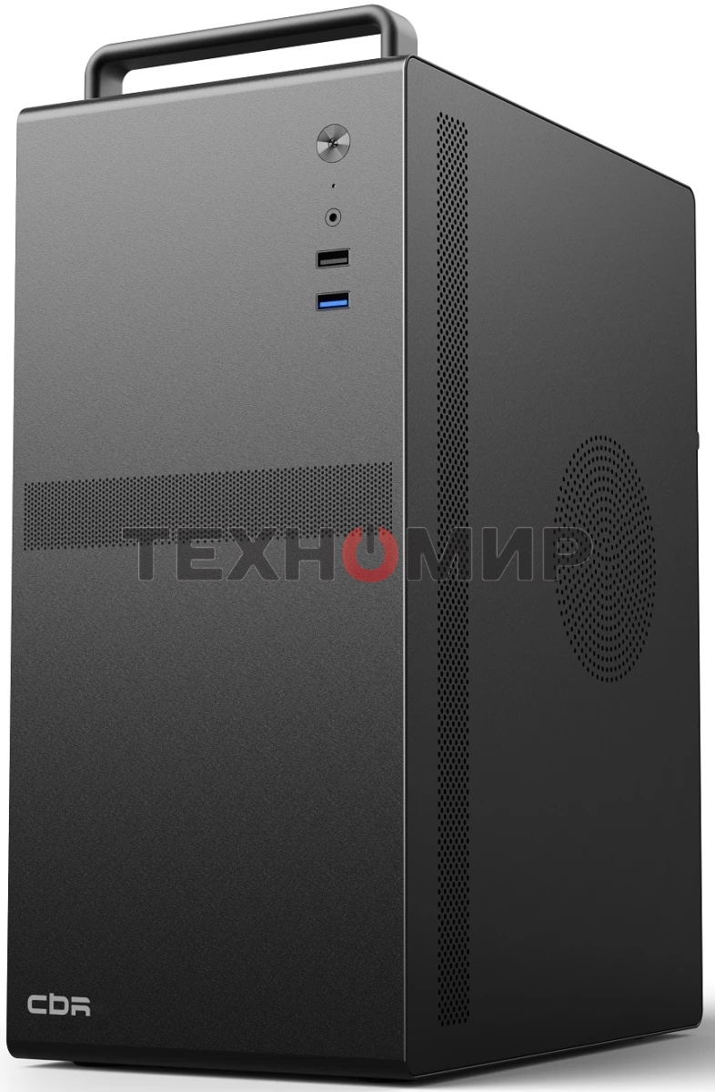 Компьютерный корпус CBR mATX Minitower V205, без БП, 1хUSB 3.0, 1хUSB 2.0, HD Audio+Mic, ручка, каркас металл 1.8мм, Black PCC-MATX-V205-WPSU