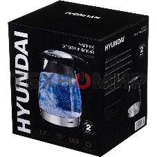Чайник электрический Hyundai HYK-G2030 1.7 л, 2200 Вт, черный (корпус: стекло)