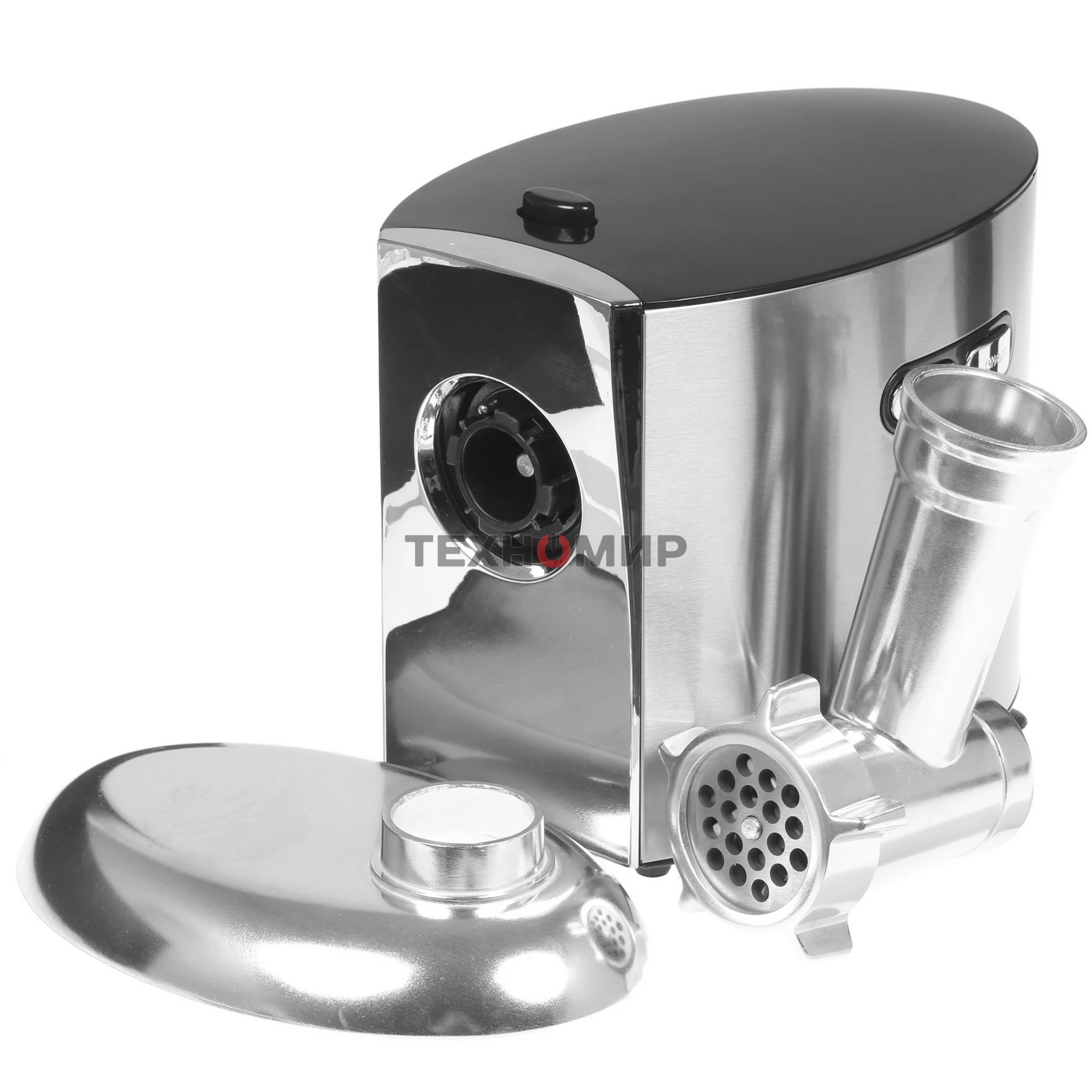 Мясорубка электрическая Galaxy Line GL 2400 серый, 1200 Вт, 1.3 кг/мин, реверс, защита от перегрузки, металлический лоток, насадки - 5