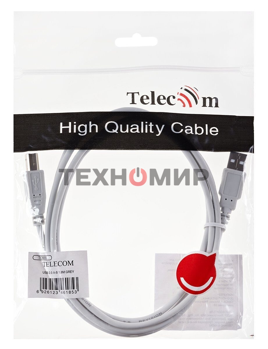 Кабель AM/BM USB2.0 1.8м TELECOM, TC6900-1.8M 