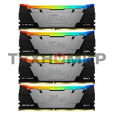Оперативная память Kingston Fury Renegade, DDR4, 64GB (4x16GB), 3600MHz, CL16, DIMM, с радиатором, RGB, серебристый/черный