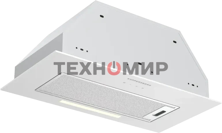 Встраиваемая вытяжка Kuppersberg INTOUCH 60 WG, High-Tech, 54 см, сенсорное управление, 3 скорости, 650 м3/ч, периметральное всасывание, LED освещение, угольный фильтр KFS-1 (опция), уровень шума 51 дБ, белый