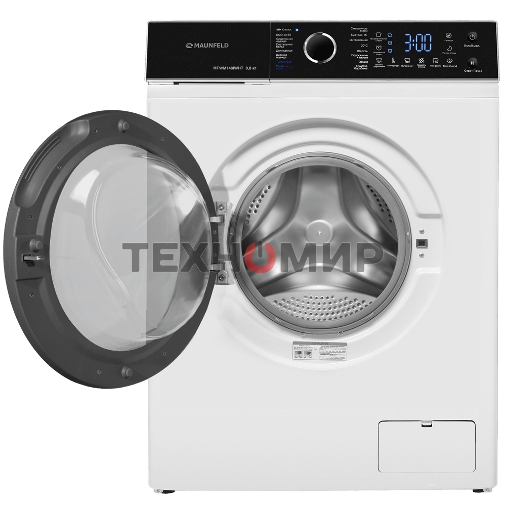 Стиральная машина c инвертором и паром Maunfeld MFWM148IWHT белый, загрузка фронтальная 8 кг, 1400 об/мин, класс: A+++
