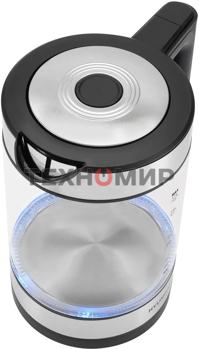 Чайник электрический Hyundai HYK-G4015 1.9л. 2200Вт черный/серебристый корпус: стекло