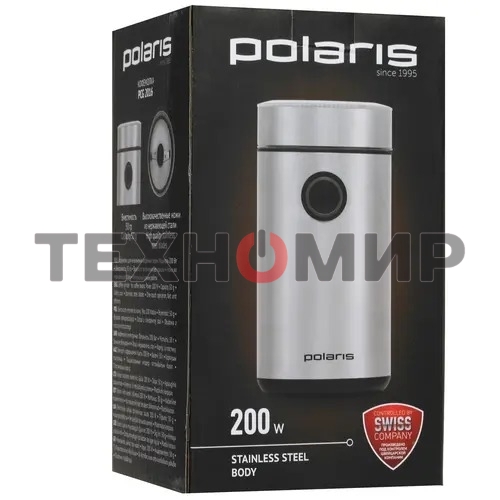 Кофемолка Polaris PCG-2016 200вт, 50гр. нержавеющая сталь